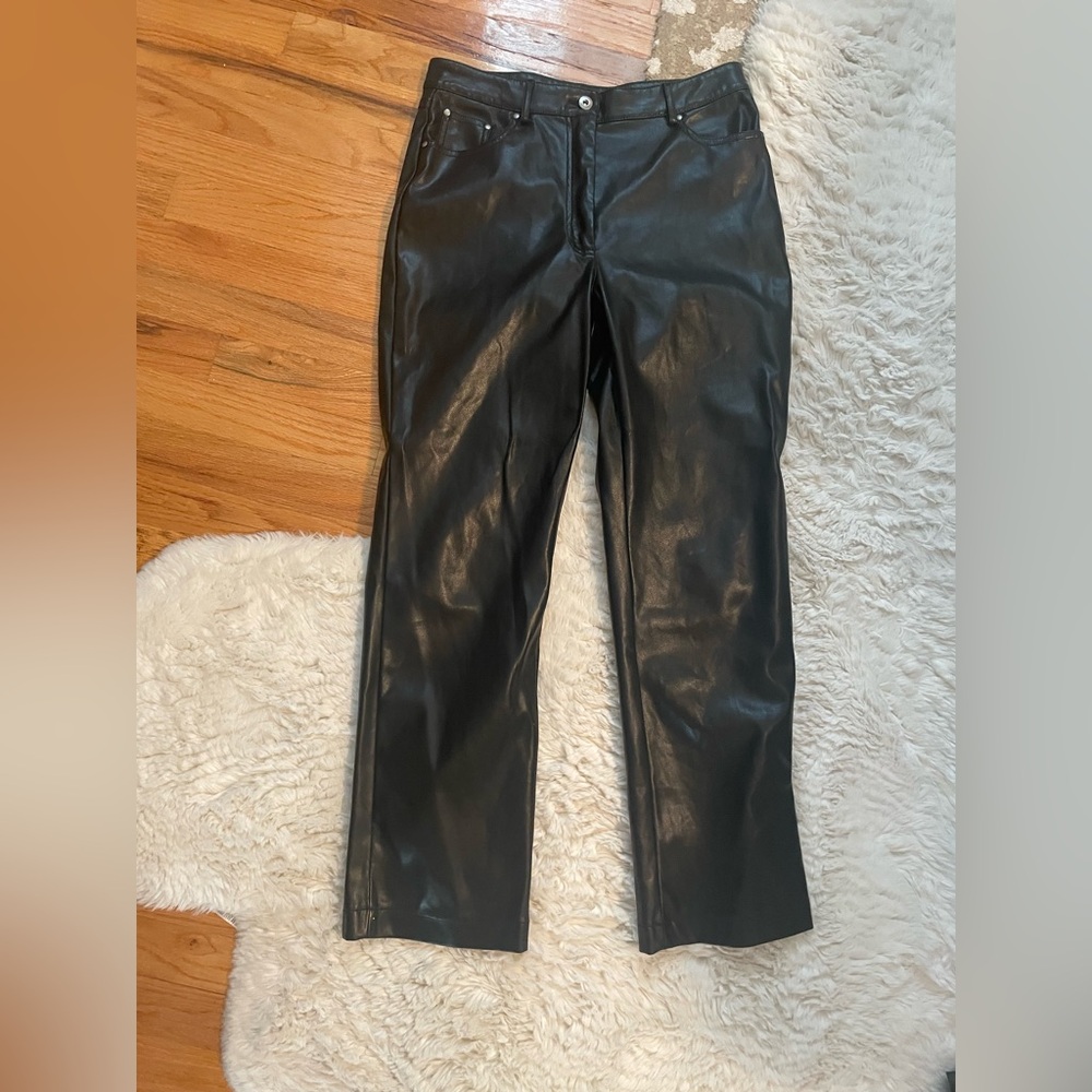 7 For All Mankind Black Leather Look Pants